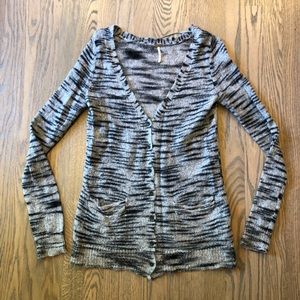 Free People Gray Fuzzy Long Sweater